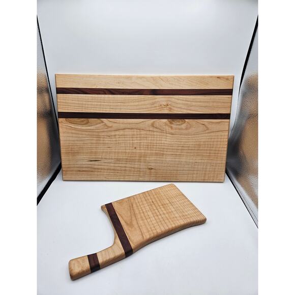 Handmade Food Safe Cutting Chopping Board Set Maple and Mahogany Large & Small - Picture 8 of 8